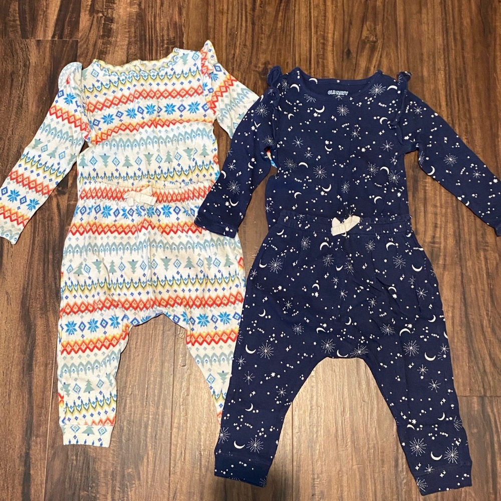 2 Old Navy Sets - Navy Celestial and Multicolor Holiday Prints